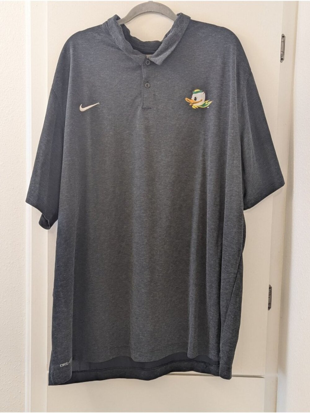 Nike Dri-Fit Oregon Ducks Polo Shirt 4XL Gray Short Sleeve Mens Polyester Lightw